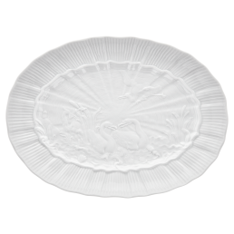 Platte, oval, Form "Schwanendessin", Weiß, L 30 cm