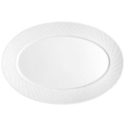 Platte, oval, klein, Form "No 41 Wellenspiel Relief", Weiß, L 30 cm