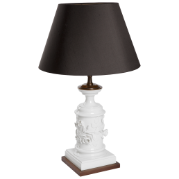 Tischleuchte mit Rosensäule, weiß, H 55 cm