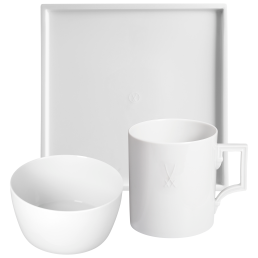 Homeoffice-Set, 3-tlg., Henkelbecher "Berlin", Platte und Schüssel "MEISSEN® Cosmopolitan", Weiß