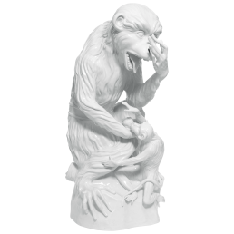 Tier, Affe mit mit Jungtier, Weiß, Signet Meissen Exklusiv Kollektion, gold, Limitierung, H 59 cm
