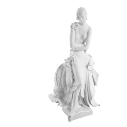 Figur "Dame mit Fächer", bisquit, Weiß, Biskuit, H 47 cm