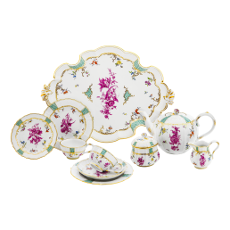 Altbrandenstein dƩjeuner with "Early-style flower painting in puce"