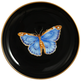 Schälchen mit Hänger, Blauer Morphofalter auf schwarzem Hintergrund, Ø 13 cm
