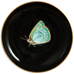 Schälchen mit Hänger, Grüner Zipfelfalter auf schwarzem Hintergrund, Ø 13 cm
