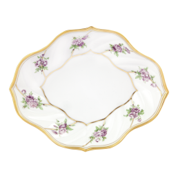 Showpiece dish with "Small bouquets of flowers" in purple and green, 24 x 19 cm
