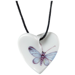 Anhänger "Geschwungenes Herz", blauer Schmetterling, 2,5 x 2,5 cm