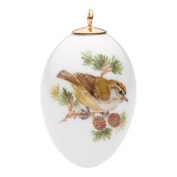 Osterei, Vintage Vogelmalerei, Goldhähnchen, H 4,5 cm