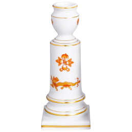 Leuchter, Form "Neuer Ausschnitt", Reicher Drache, rot, goldschattiert, Goldrand, H 14 cm