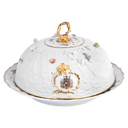 Servierglocke "Indische Blumenzweige", Form "Schwanendessin", H 20 cm
