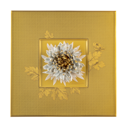 Wandbild Goldene Chrysantheme, Unikat Horst Bretschneider, 23 x 23 cm