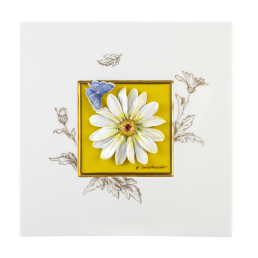 Wandbild Margerite mit Schmetterling, Unikat Horst Bretschneider, 23 x 23 cm
