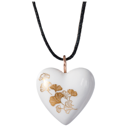 Anhänger Herz groß Öse Roségold, Ginkgo Blätter,gold, 2,4 x 2 cm