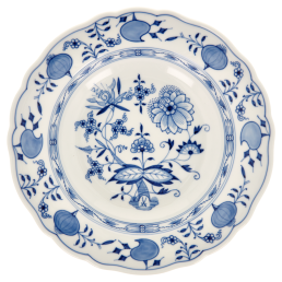 Suppenteller, Form "Neuer Ausschnitt", Zwiebelmuster, kobaltblau, weißer Rand, Ø 22 cm