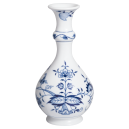 Vase, Form "Neuer Ausschnitt", Zwiebelmuster, kobaltblau, weißer Rand, H 16 cm