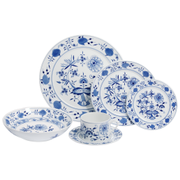 Starter-Set, 6-tlg. für 1 Person, Form "No 41", Zwiebelmuster, kobaltblau, weißer Rand