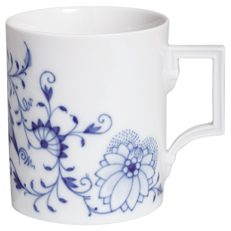 Henkelbecher, Form "Berlin", Zwiebelmuster "Style" kobaltblau, weißer Rand, V 0,25 l