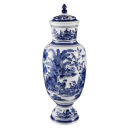 Deckelvase "Fernöstliche Landschaftsmalerei", H 39 cm