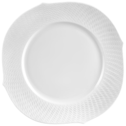 Platzteller, Form "Wellenspiel Relief", Biskuit Weiß, Ø 33 cm