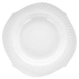 Suppenteller, Form "Wellenspiel Relief", Biskuit Weiß, Ø 23,5 cm