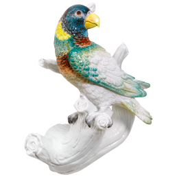 Papagei links blickend, Bunt staffiert, H 25 cm