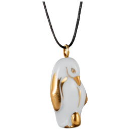Anhänger "Gold" Halbrelief Pinguin, 3,4 x 1,7 cm