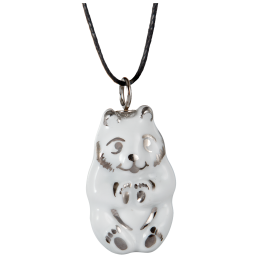 Anhänger "Platin" Halbrelief Panda, 3,5 x 1,9 cm