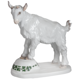 Ziegenbock, Bunt staffiert, Tasse - Voller grüner Weinkranz, H 30 cm