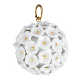 Anhänger Schneeballblüten-Boule, Blütenstempel Gold staffiert, Ø 2,8 cm