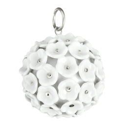 Anhänger Schneeballblüten Boule, Blütenstempel Platin staffiert, Ø 2,8 cm