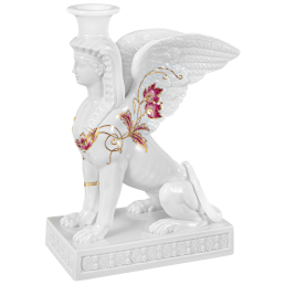 Leuchter Sphinx, Purpur und Gold, H 22,5 cm