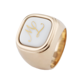 Master-Siegelring eckig mit Monogramm (2 Buchstaben) in Gold, 925 Silber rosé vergoldet