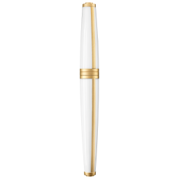 MEISSEN® Porzellan Mascara Füllfederhalter, Weiß mit Gold, H 13 cm