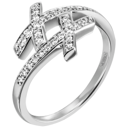 Ring Swords Pavé, 750 Weißgold, 30 Brillanten ca. 0,26 ct, TW, VSI, Vollschliff Gut