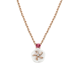 Collier Royal Blosssom Gem "Turmalin",  750 Rosègold, 1 Porzellanblüte M, 1 Brill 0,04 ct VS fw