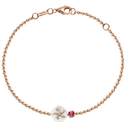 Armband Royal Blossom Gem "Turmalin Rosa", 750 Roségold, 1 Porzellanblüte S, 1 Turmalin Rosa 0,28 ct, 1 Brillant 0,02 ct, TW, VSI,