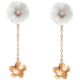 Ohrringe Royal Blossom Bouquet, 750 Roségold, 2 Blüten S/XS, 2 Porzellanblüten S, 2 Brillanten 0,04 ct, TW, VSI, Vollschliff Gut,