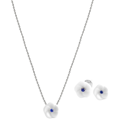 Set Royal Blossom Basic Saphir Ohrstecker & Collier, 750 Weißgold