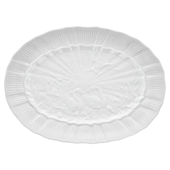 Platte, oval, Form "Schwanendessin", Weiß, L 30 cm