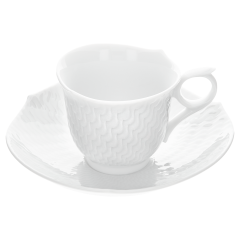 Espressotasse, Form "Wellenspiel Relief", Weiß, V 0,05 l