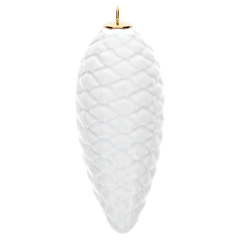 Tannenzapfen, Weiß, H 8,5 cm