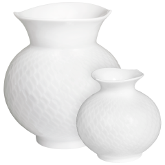 Home-Deco-Set, 2-tlg., Vasen, Form "Wellenspiel Relief", Weiß