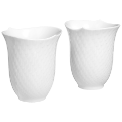 Becher-Set, 2-tlg., Form "Wellenspiel Relief", Weiß