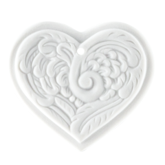 Baumschmuck, Flügelherz, klein, Medaillen, weiß, H 3,7 cm