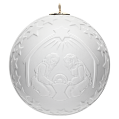 Kugel mit Relief, Weihnachtskrippe, Weiß, bisquit, Ø 7 cm