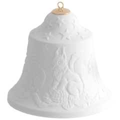 Baumschmuck Glocke mit Relief, Eichhörnchen, Weiß, Biskuit, H 8 cm
