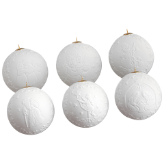 Baumschmuck, Kugel-Set, Reliefmotive, Weiß, Biskuit