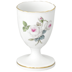 Eierbecher, Form "Neuer Ausschnitt", Weiße Rose mit Purpurkern, Goldrand, H 7 cm