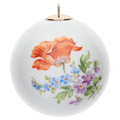 Baumschmuck Kugel, Vintage Blume 3, Feuermohn, Goldrand, Ø 5 cm