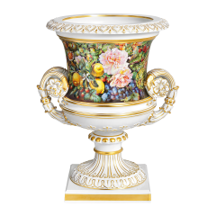 Kratervase "Reiche Blumen- und Fruchtmalerei", H 47 cm